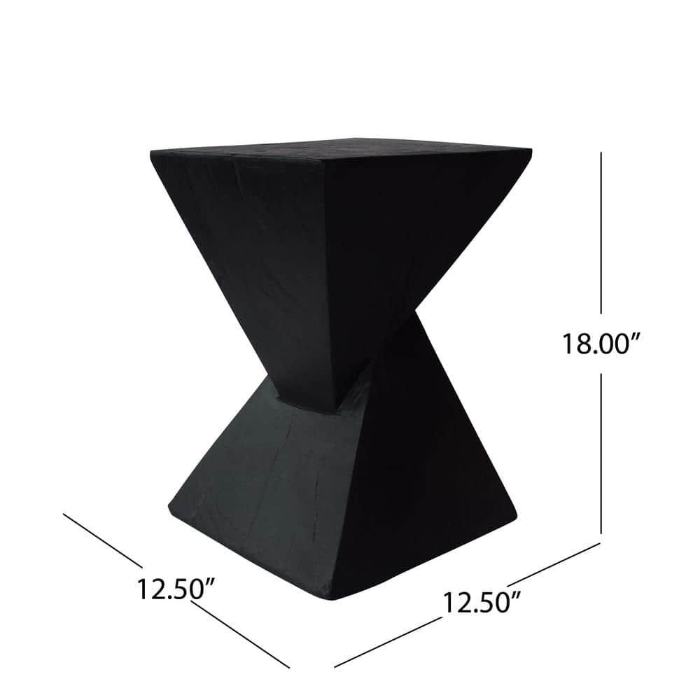 Katie Outdoor Lightweight Concrete Accent Table, Black