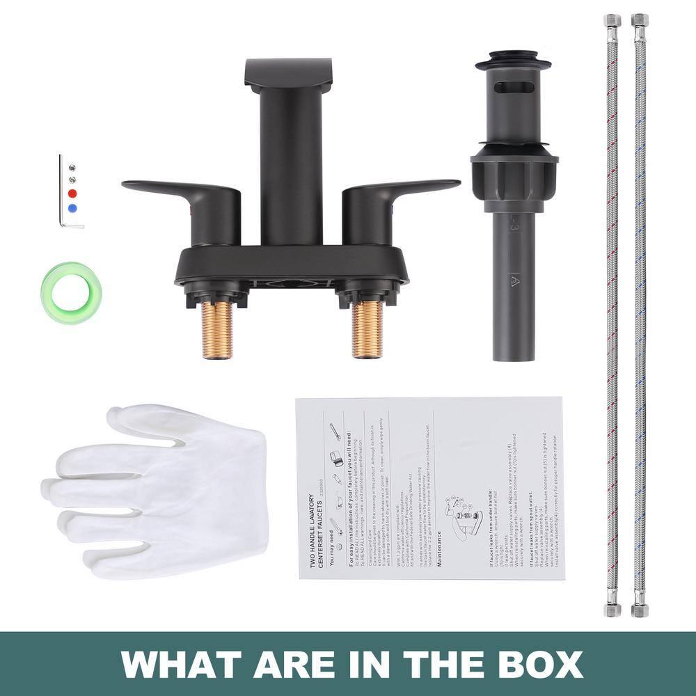 4-inch Centerset Double Handle Waterfall Bathroom Sink Faucet with Pop-up Drain Kit