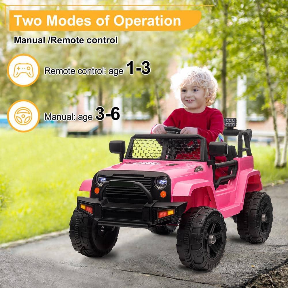 CIPACHO 12V Kids Ride On Car Truck, Battery Powered Vehicle with Remote Control, LED Lights, MP3 Music, Toy Gift for Children, Pink