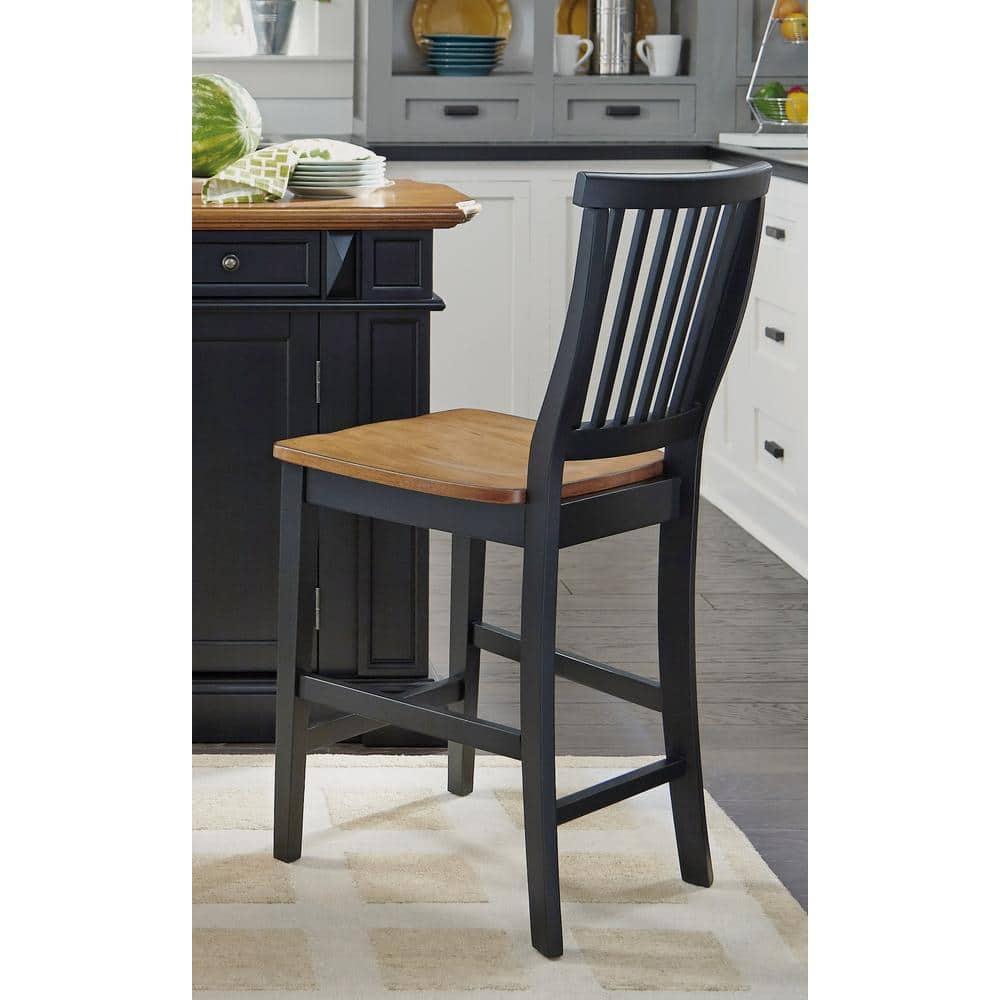 Home Styles Black Counter Stool with Oak Finished Seat