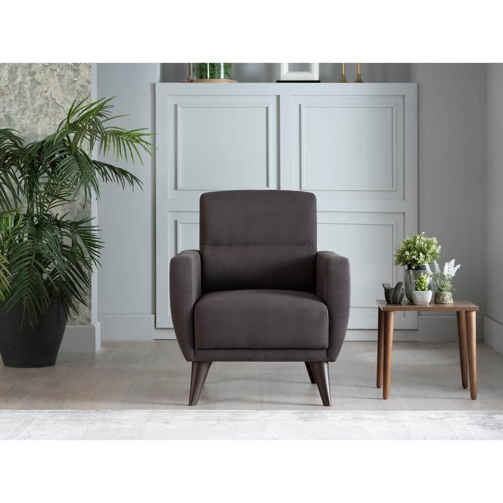 Charcoal Metal Mid-Century Modern Accent Chair with Storage