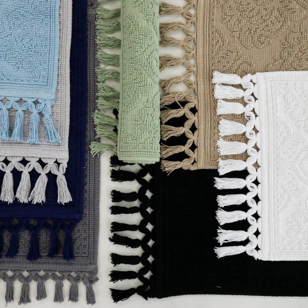 Jean Pierre Ricardo Cotton Fringe 21 x 34 in. Bath Rug, Light Blue