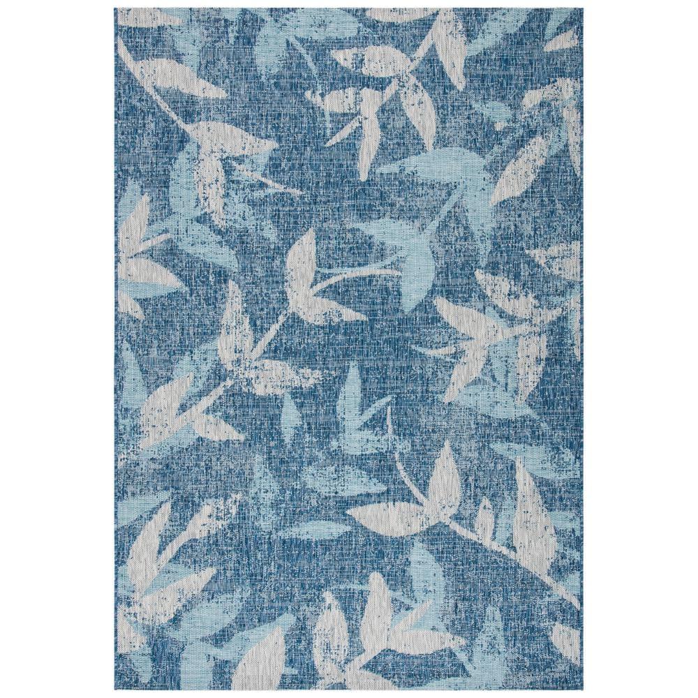 SAFAVIEH Courtyard Colton Floral Indoor/Outdoor Area Rug, 9' x 12', Navy/Blue