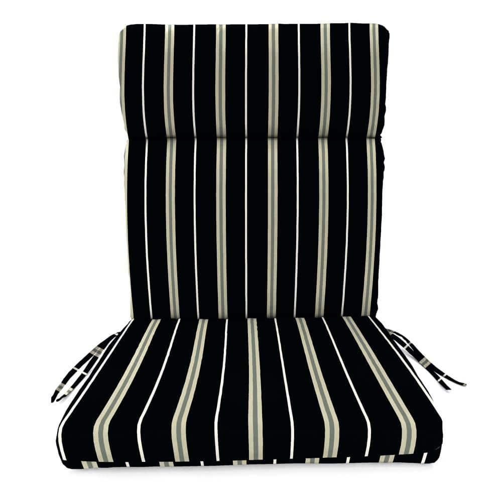 Jordan Manufacturing 44" x 22" Platt Ink Black Stripe Rectangular Outdoor Chair Cushion with Ties and Hanger Loop