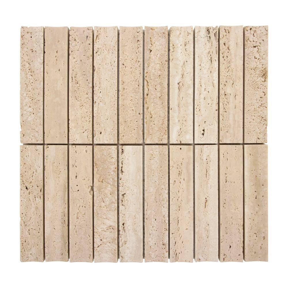 12.52" x 11.89" Honed Flucted Natural Marble Mosaic Tile
