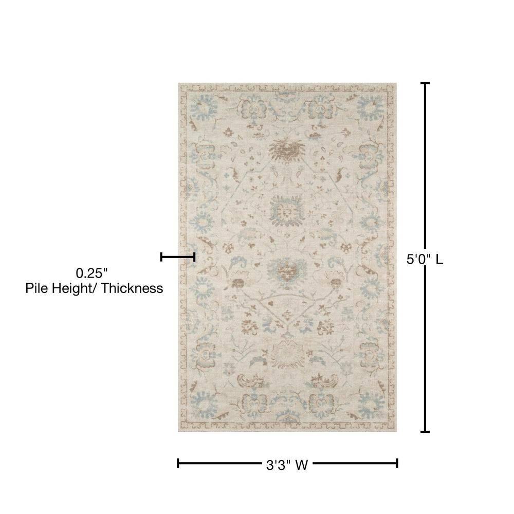 3'3"x5' Floral Loomed Accent Rug Beige - Momeni: Traditional Wool & Nylon Botanical Low Pile Indoor Rug