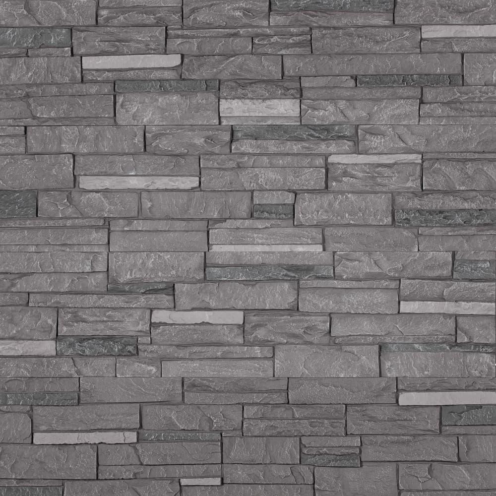DuraKwik Stone 13" x 48.43" Ledgestone Stone Wall Paneling in Gray Volcano Ash