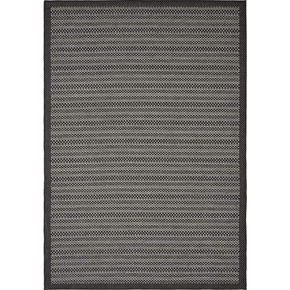 Unique Loom 6' 0 x 9' 0 Gray Outdoor Border Checkered Area Rug