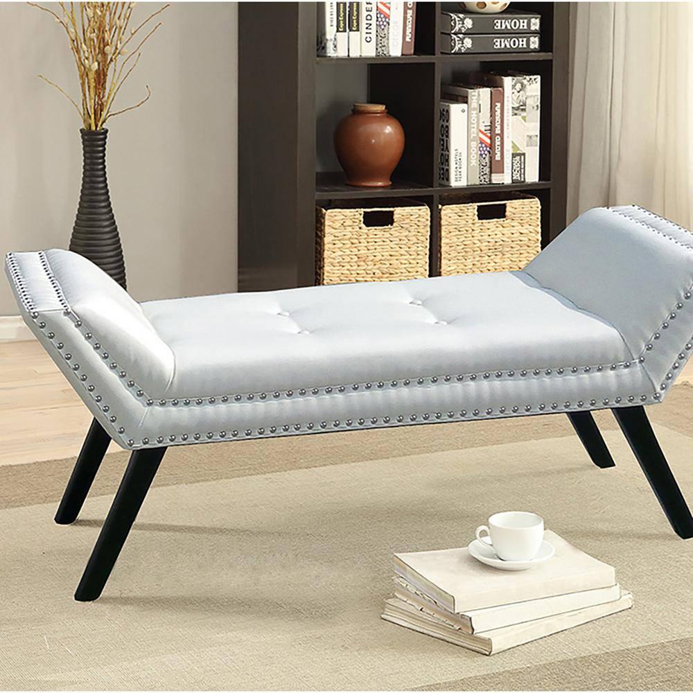 Tamblin Modern And Contemporary Faux Leather Upholstered Large Ottoman Seating Bench - White - Baxton Studio