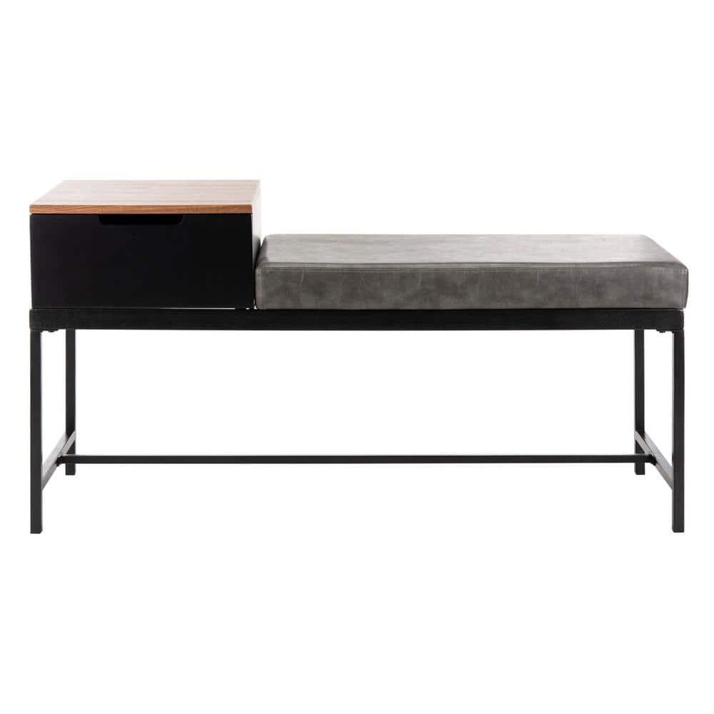 Maruka Bench with Storage - Brown/Grey - Safavieh