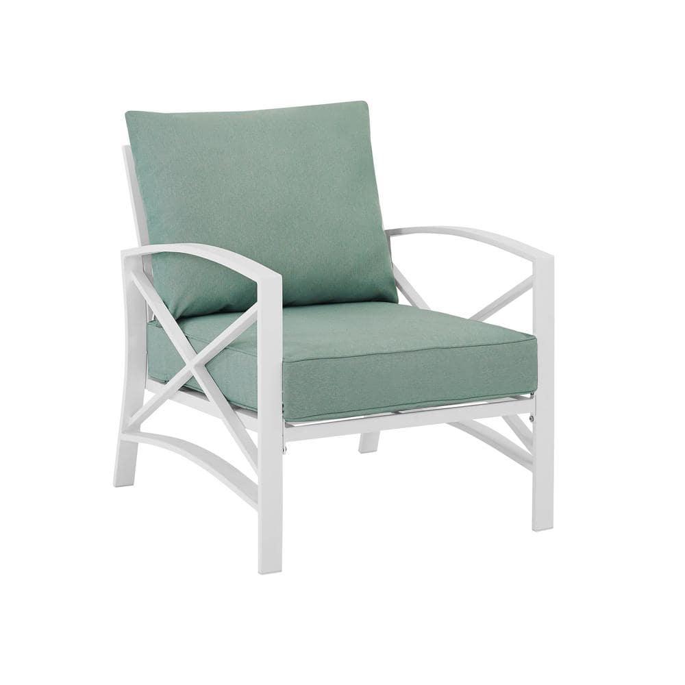 Kaplan Outdoor Steel Arm Chair Mist/White - Crosley