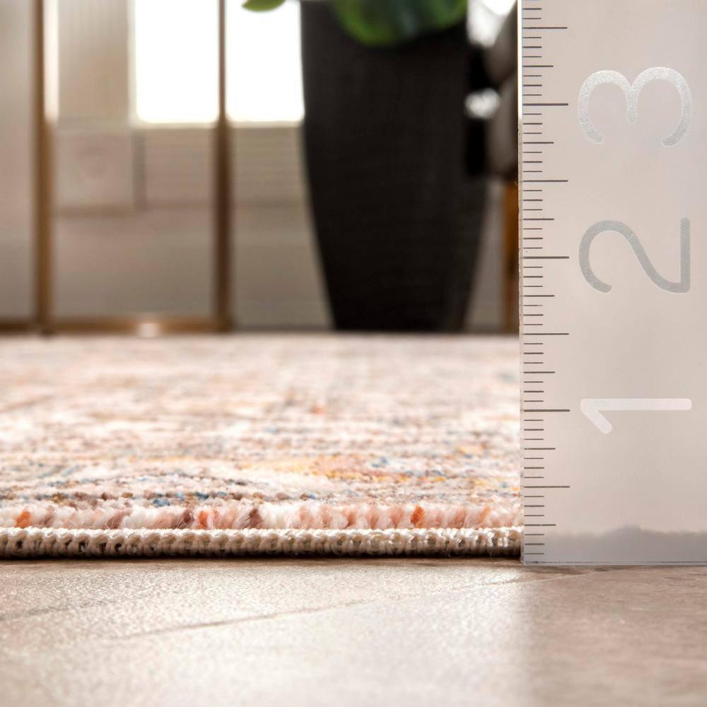 Nuloom Harriet Medallion 2x12 Runner Indoor Area Rug for Living Room Bedroom Dining Room Entryway Hallway Kitchen, Light Brown/Ivory