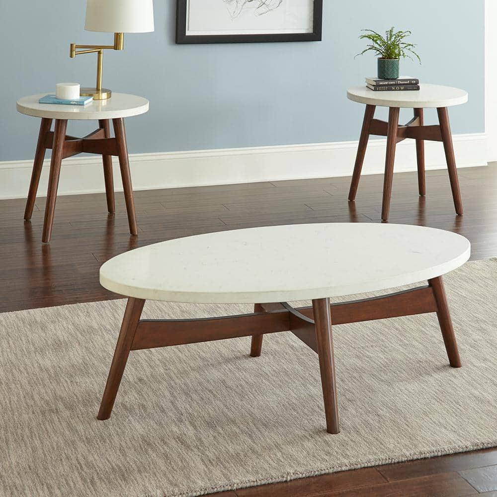 Serena Silverstone Oval Cocktail Table White - Steve Silver