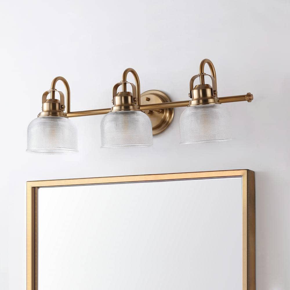 25.25" LED 3-Light Metal/Glass Virginia Pendent Brass/Gold - JONATHAN Y: ETL Listed, Bathroom Fixture