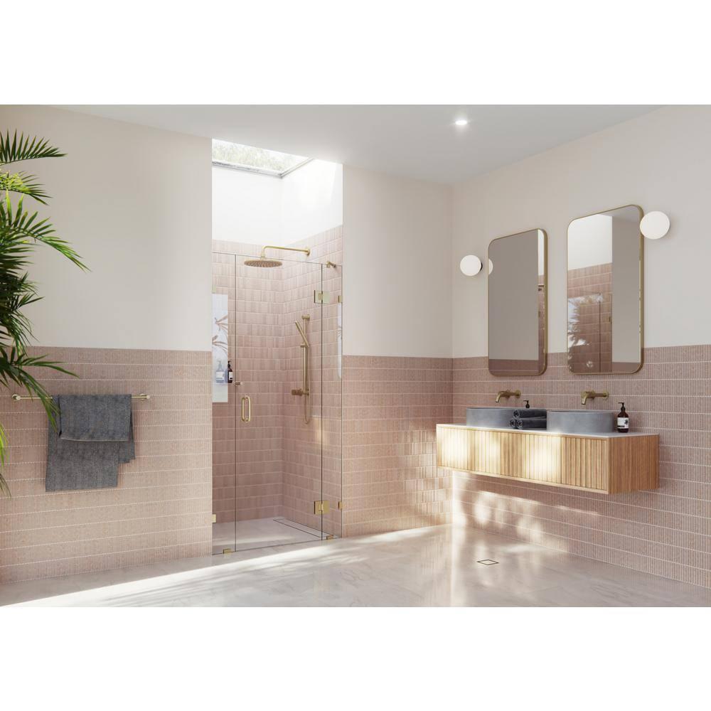Glass Warehouse Stellar 39.25 in. W x 78 in. H Fully Frameless 3 Panel Inline Glass Hinged Shower Enclosure GHF-39.25-SB