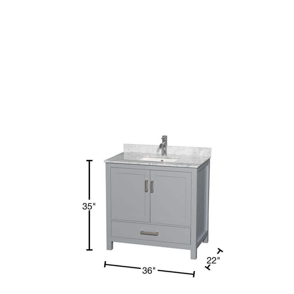 Wyndham Collection Sheffield 36" Freestanding Single Bathroom Vanity with Marble Top