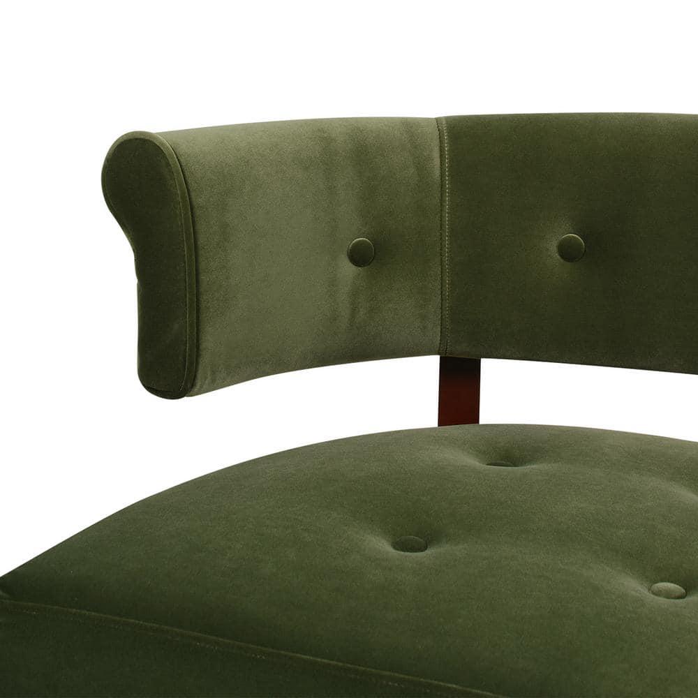 Jennifer Taylor Home Jared Roll Arm Tufted Bench Settee, Olive Green Velvet