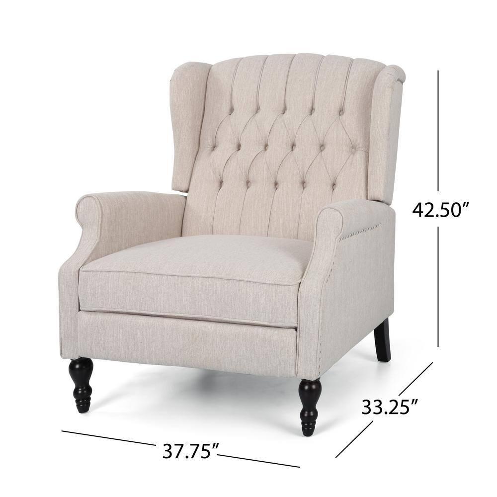 Noble House Barnsfield Oversized Tufted Push Back Recliner, Beige