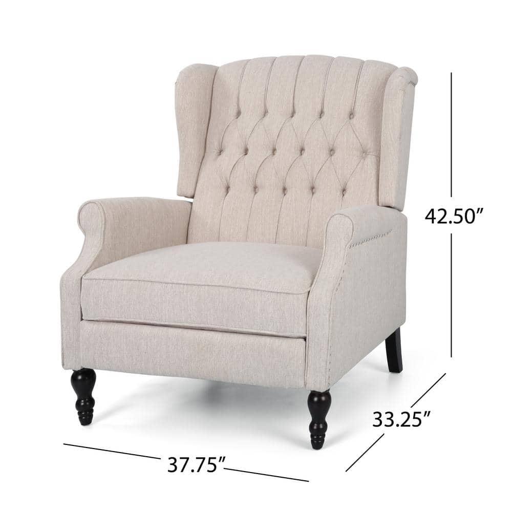 Noble House Barnsfield Oversized Tufted Push Back Recliner, Beige