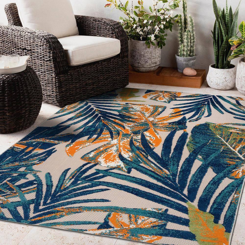 World Rug Gallery Floral Leaves Indoor/Outdoor Area Rug - Multi 7'10" x 10'