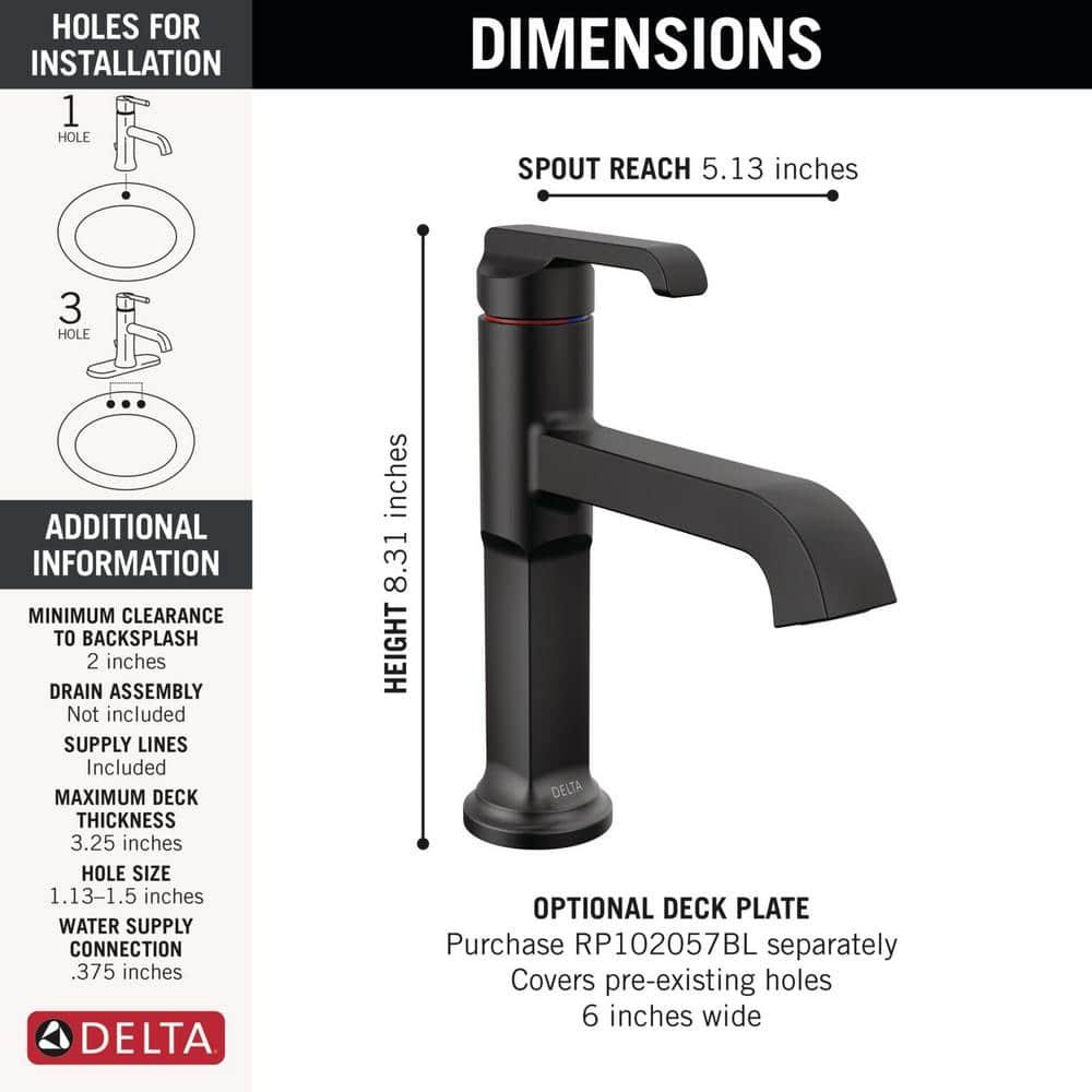 Tetra Single Hole Bathroom Faucet, Single Handle Bathroom Sink Faucet with Drain Assembly