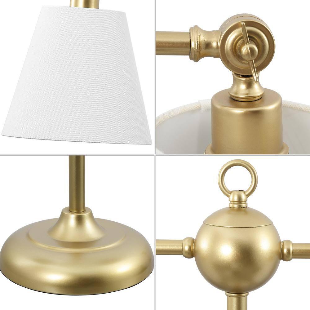 Gold Adjustable Dual White Shade Library Table Lamp