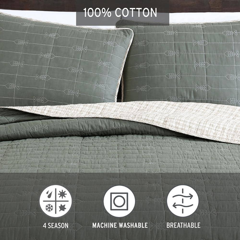 Eddie Bauer Lakehouse Eddie Bauer Green Cotton Reversible Quilt Set