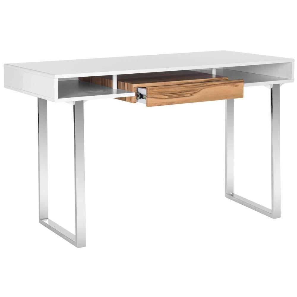 Metropolitan Computer Desk - FOX2203 - White/Chrome - Safavieh Couture