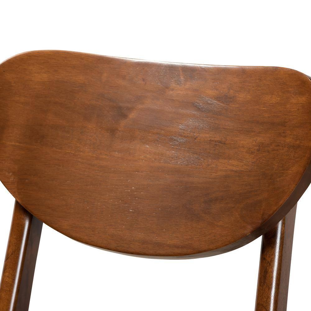 2pc Katya Wood Barstool Set Brown - Baxton Studio: Solid Walnut Finish, Polyester Upholstery, 28.7" Seat Height