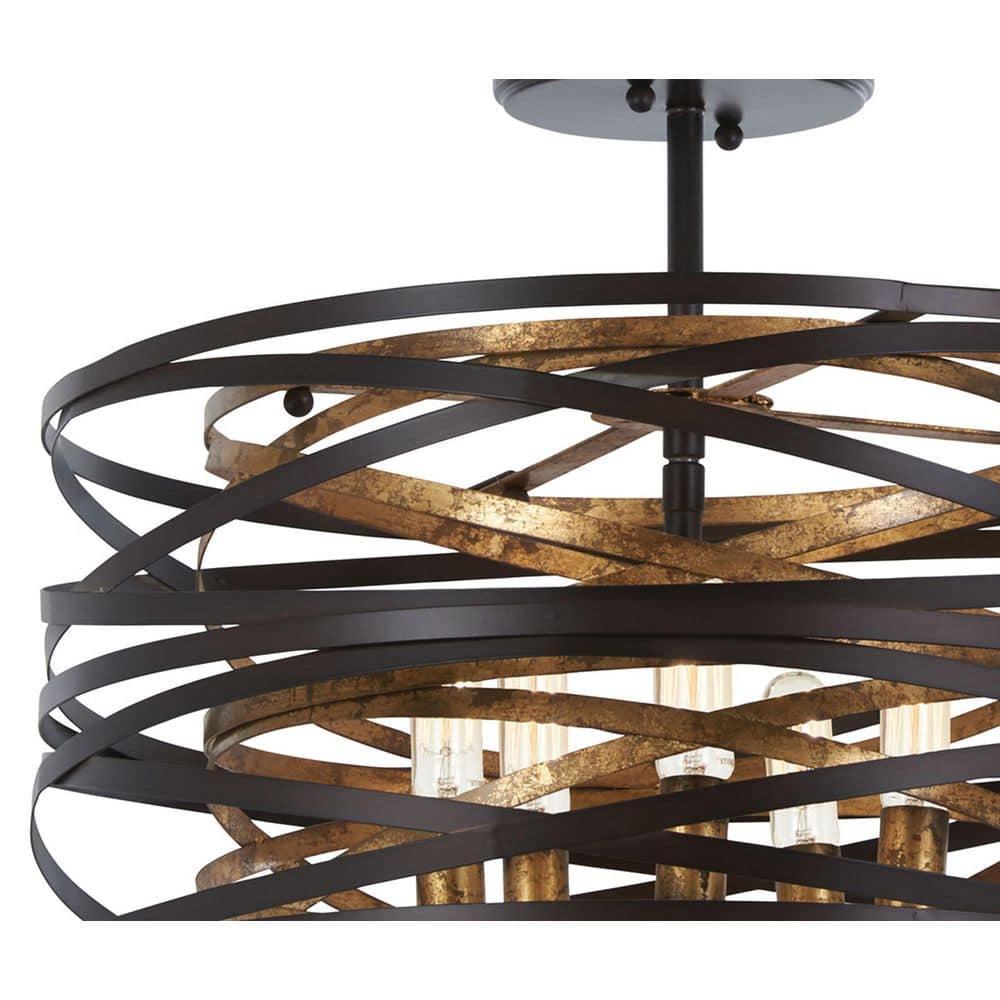 Minka Lavery Dark Bronze Mosaic Gold Pendant Chandelier 16" Wide Modern 5-Light Fixture for Dining Room House Foyer Kitchen Home