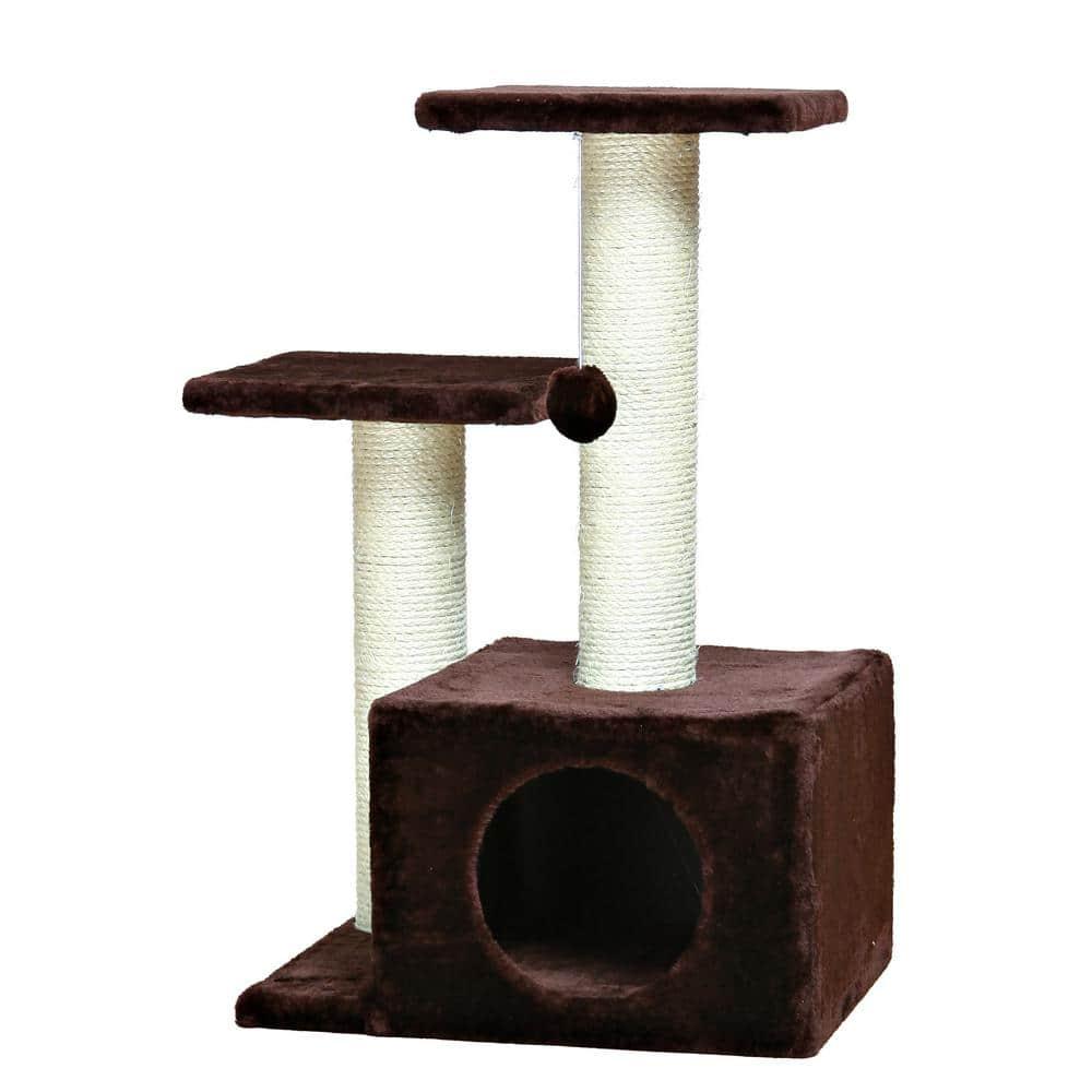 TRIXIE TRIXIE Valencia 28" Cat Tree, 3-Level Cat Tower, Sisal Scratching Posts, Plush Condo and Platforms, Dangling Cat Toy