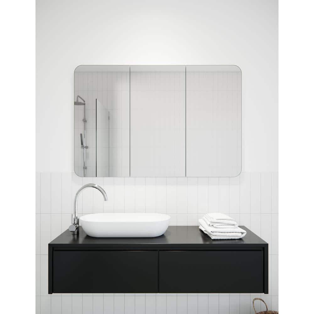 Glass Warehouse Three Door MDF Square Shape Medicine Cabinet