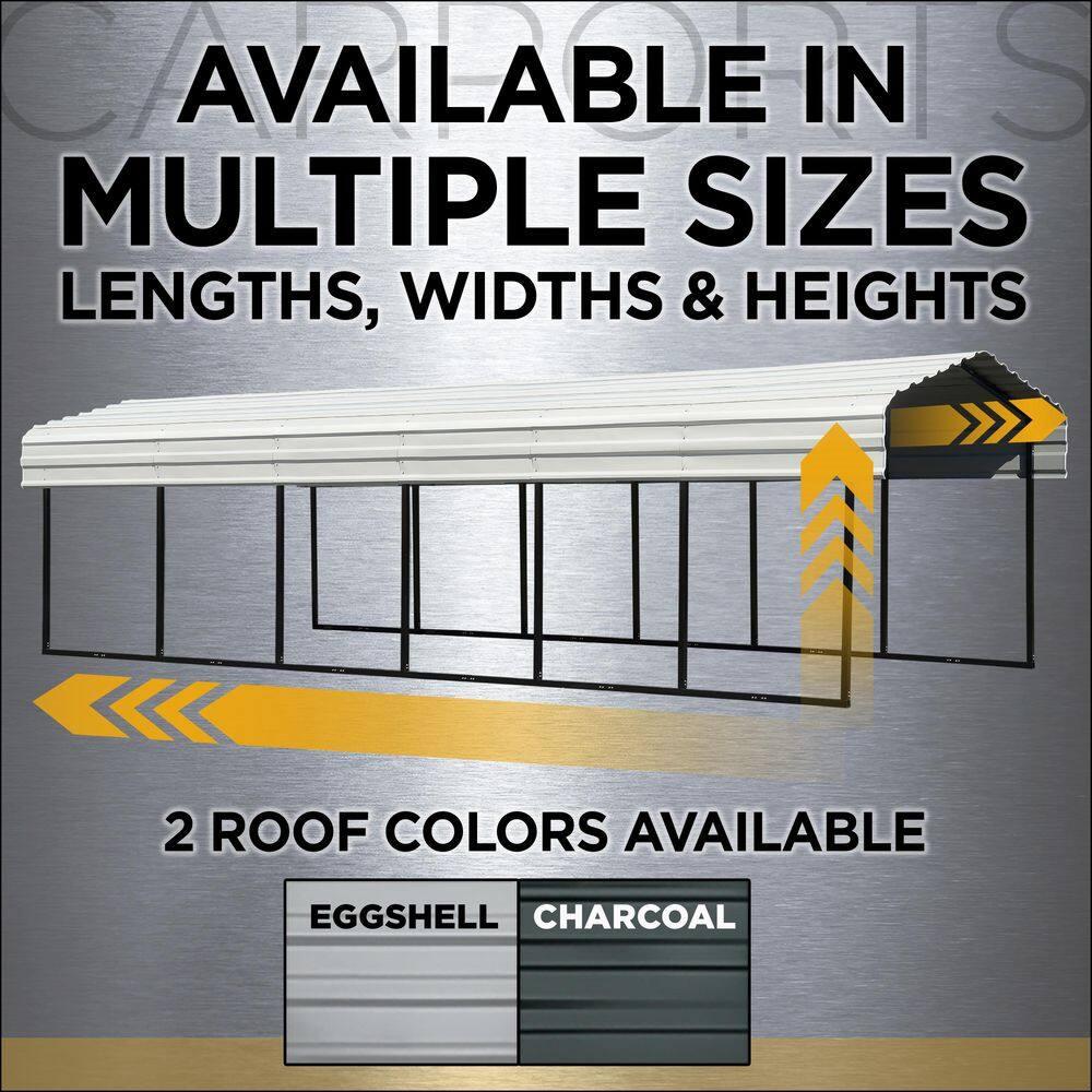 Arrow Arrow Steel Carport with 2 Side Wall Kits, 10X20X07