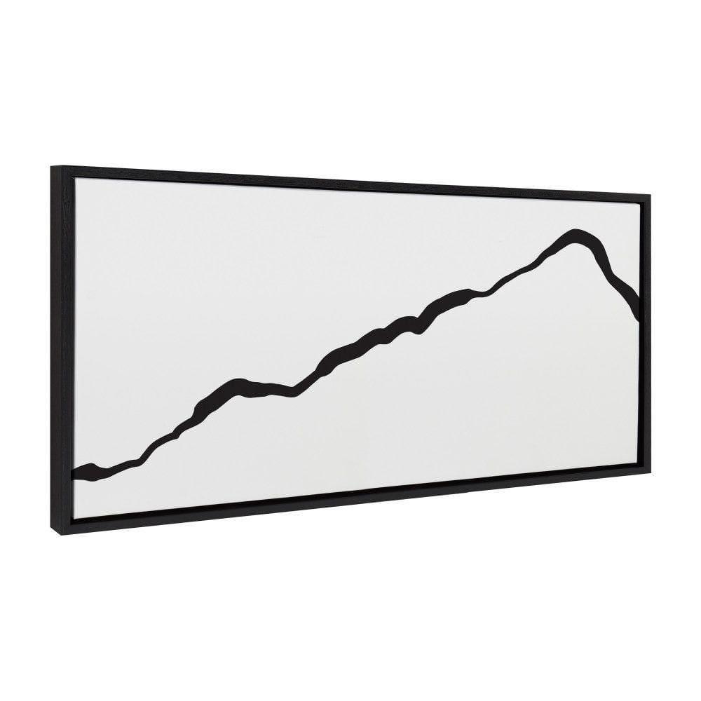 Kate and Laurel Sylvie Elevated Abstract Minimalist Mountain Landscape Framed Canvas Wall Art by The Creative Bunch Studio, 18x40 Black, Minimal Mountainous Landscape Art for Wall