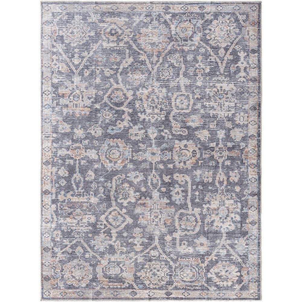 Livabliss x Vivir Eleni Vintage Washable Area Rug, 2' x 2'11", Dusty Blue, (2' x 3')