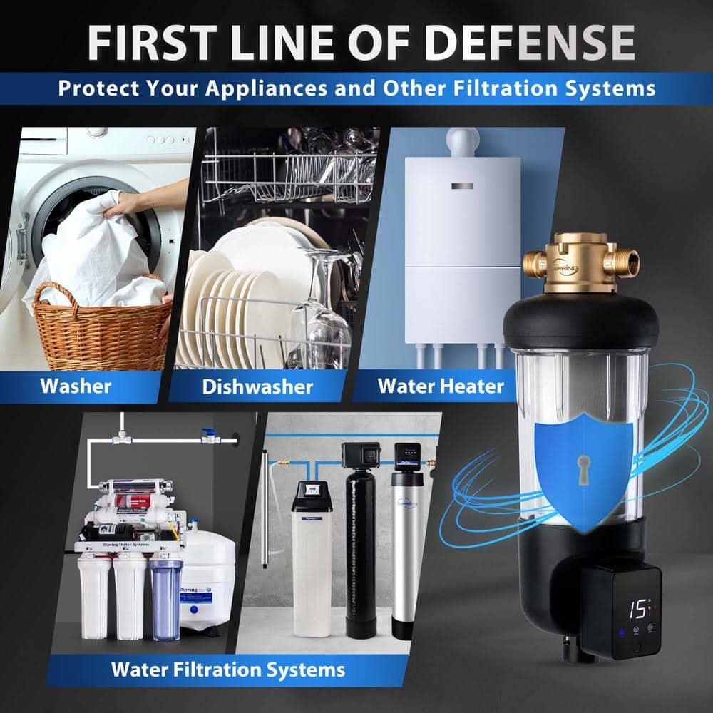 Jumbo Brass and Clear Spin-Down Sediment Water Filter with Auto Flushing