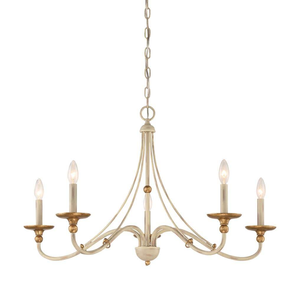 Minka Lavery - Westchester County - Chandelier 5 Light Farm House White/Gilded