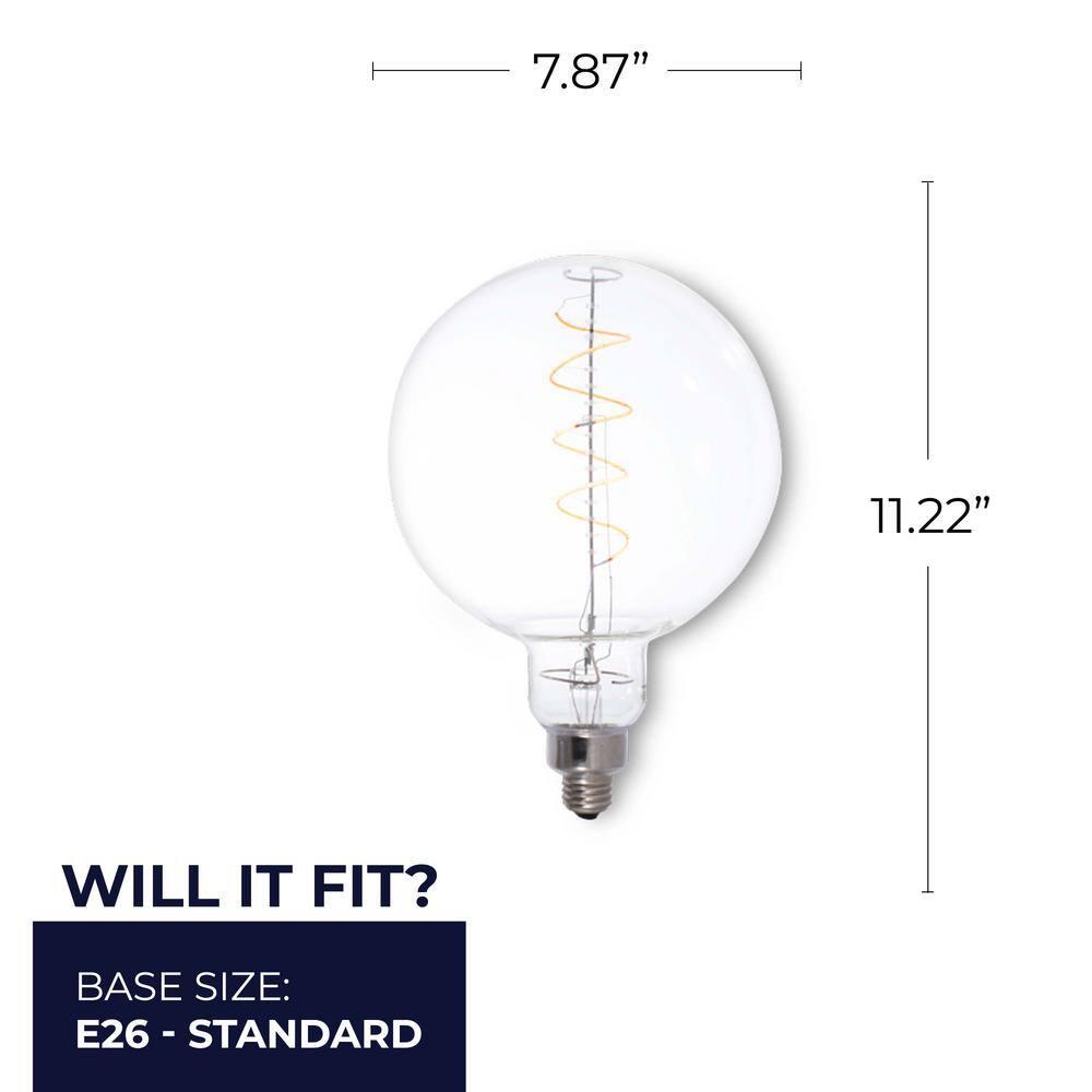 Oversized G63 Clear LED Edison Bulb, 60 Watt Equivalent, E26 Dimmable 2200K