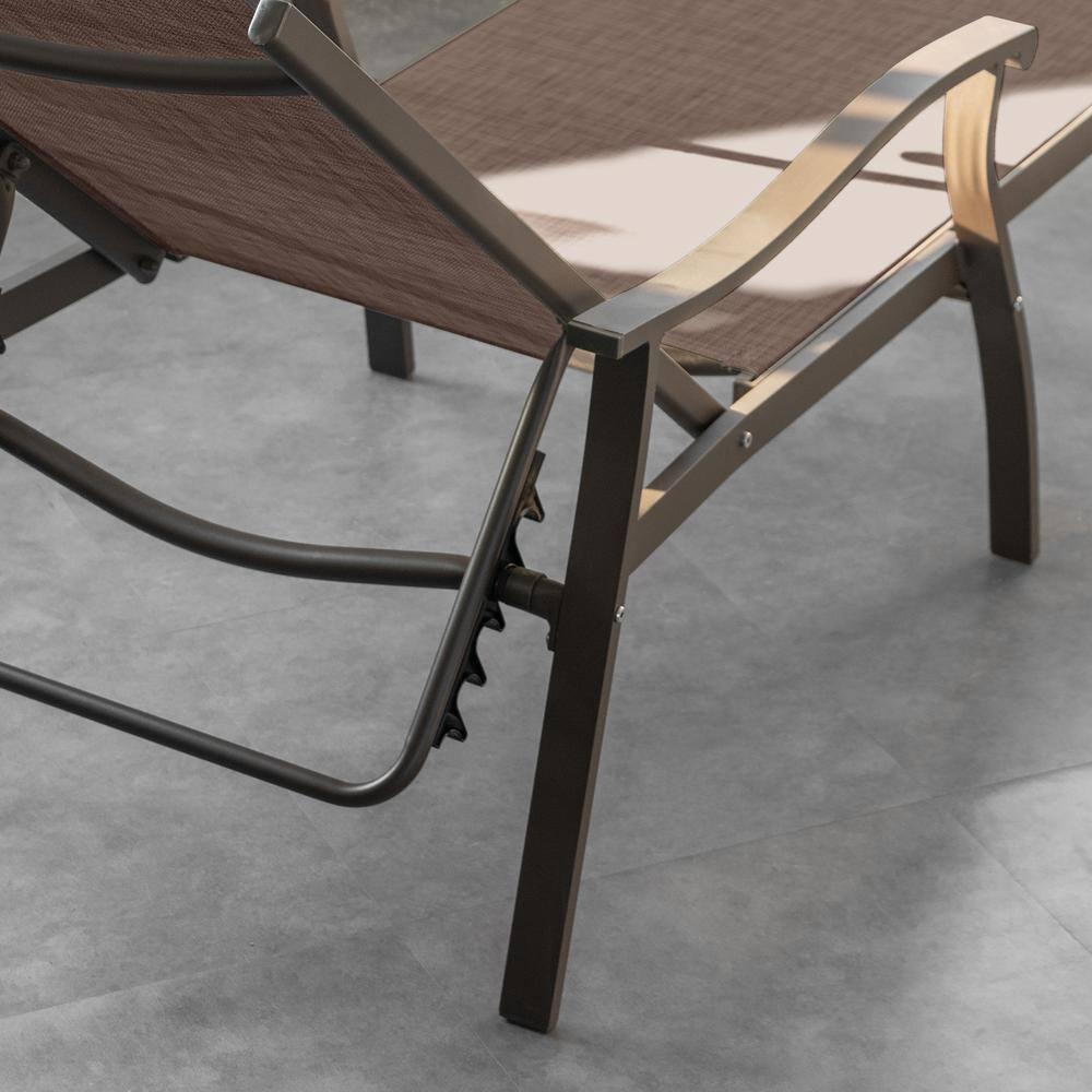 Crestlive Products Tumbonas Ajustables de Aluminio para Patio Exterior (Juego de 2) con Brazos - Ver Imagen Marrón
