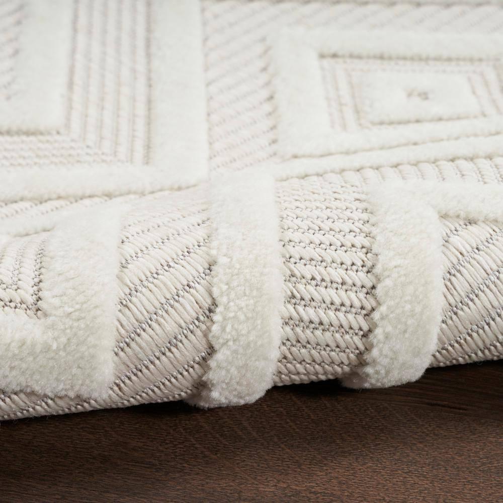 Nourison Versatile Diamond Geometric Flatweave Indoor Outdoor Area Rug Ivory/White 6' x 9'