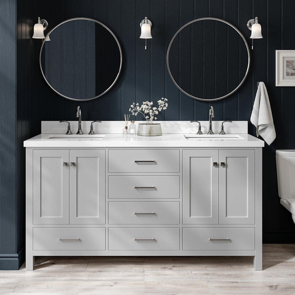 Ariel A067dwqrvo Cambridge 67" Free Standing Double Rectangular Basin Vanity Set - Grey