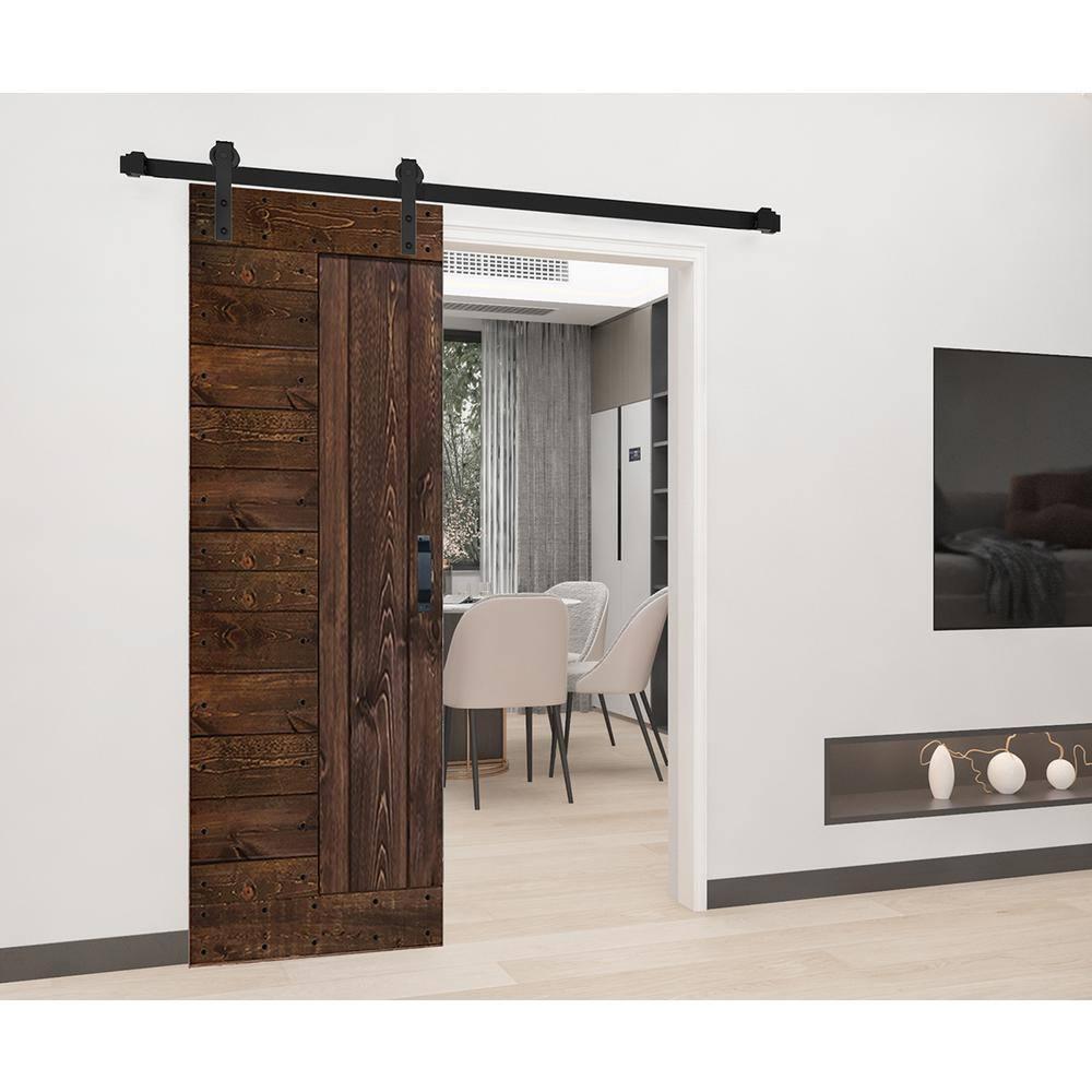 L Series Paneled Solid Wood Sliding Barn Door with Installation Hardware Kit -Assembly Needed