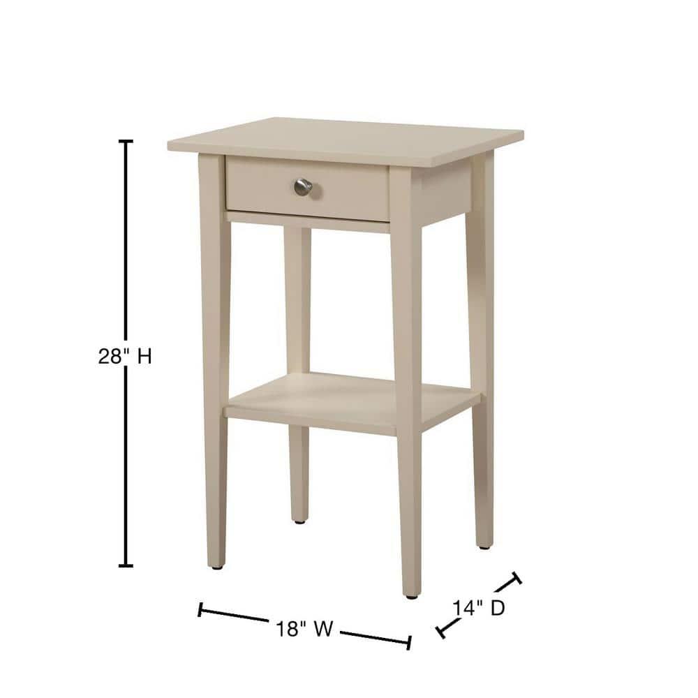 Passion Furniture Dalton 1-Drawer Beige Nightstand (28 in. H x 18 in. W x 14 in. D)