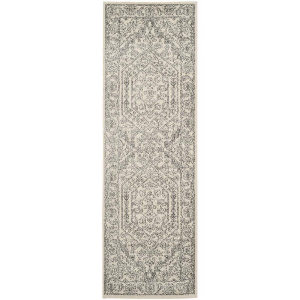 Adirondack ADR108 Power Loomed Runner Rug - Ivory/Silver - 2'6"x18' - Safavieh.