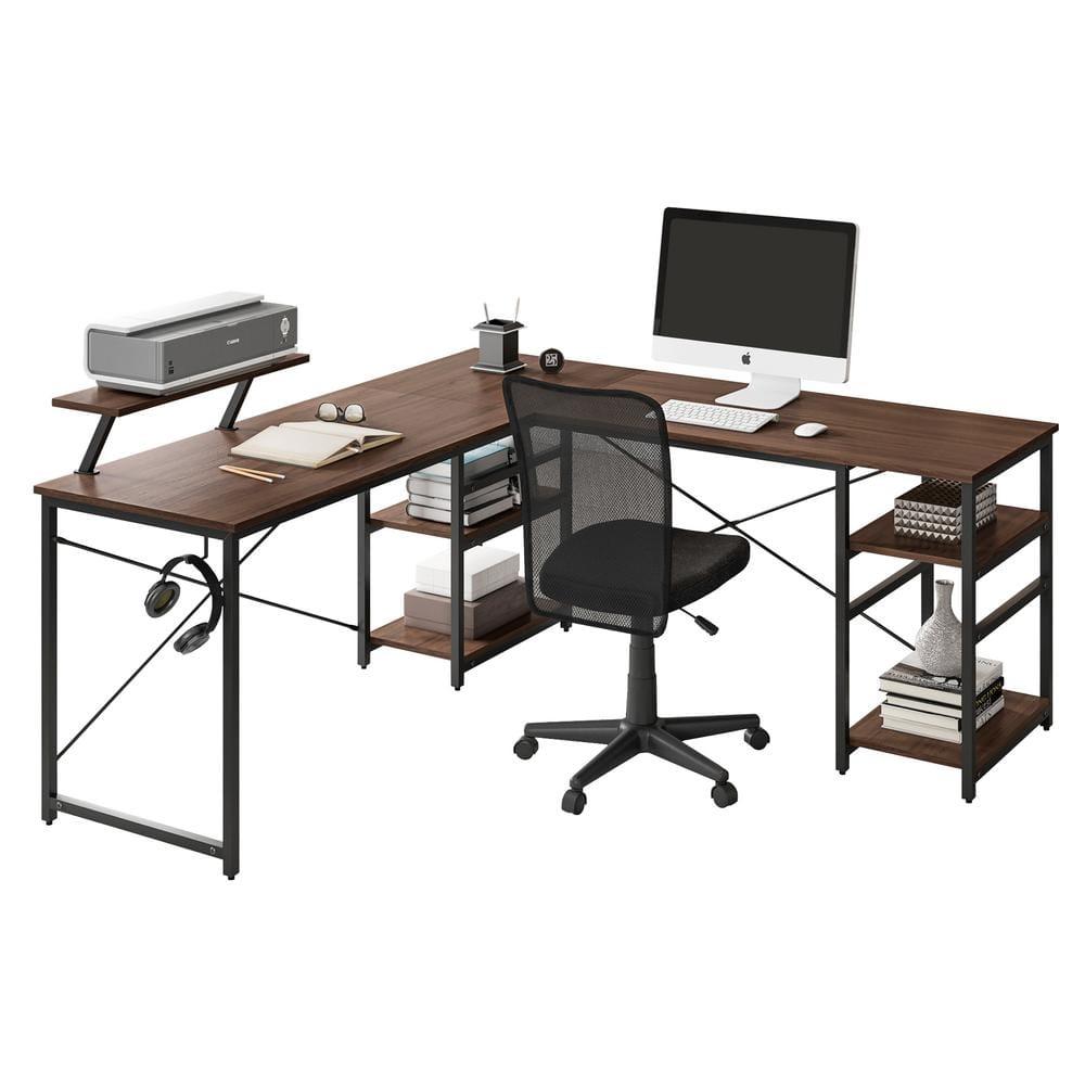 Inbox Zero Techni Mobili L-Shape Industrial Desk With Storage Shelves | Wayfair