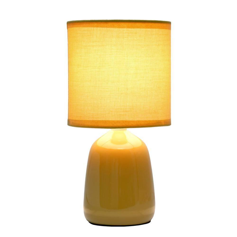 10.04" Traditional Ceramic Thimble Base Bedside Lamp with Fabric Shade - Simple Designs: For Kids Bedroom & Office Desk
