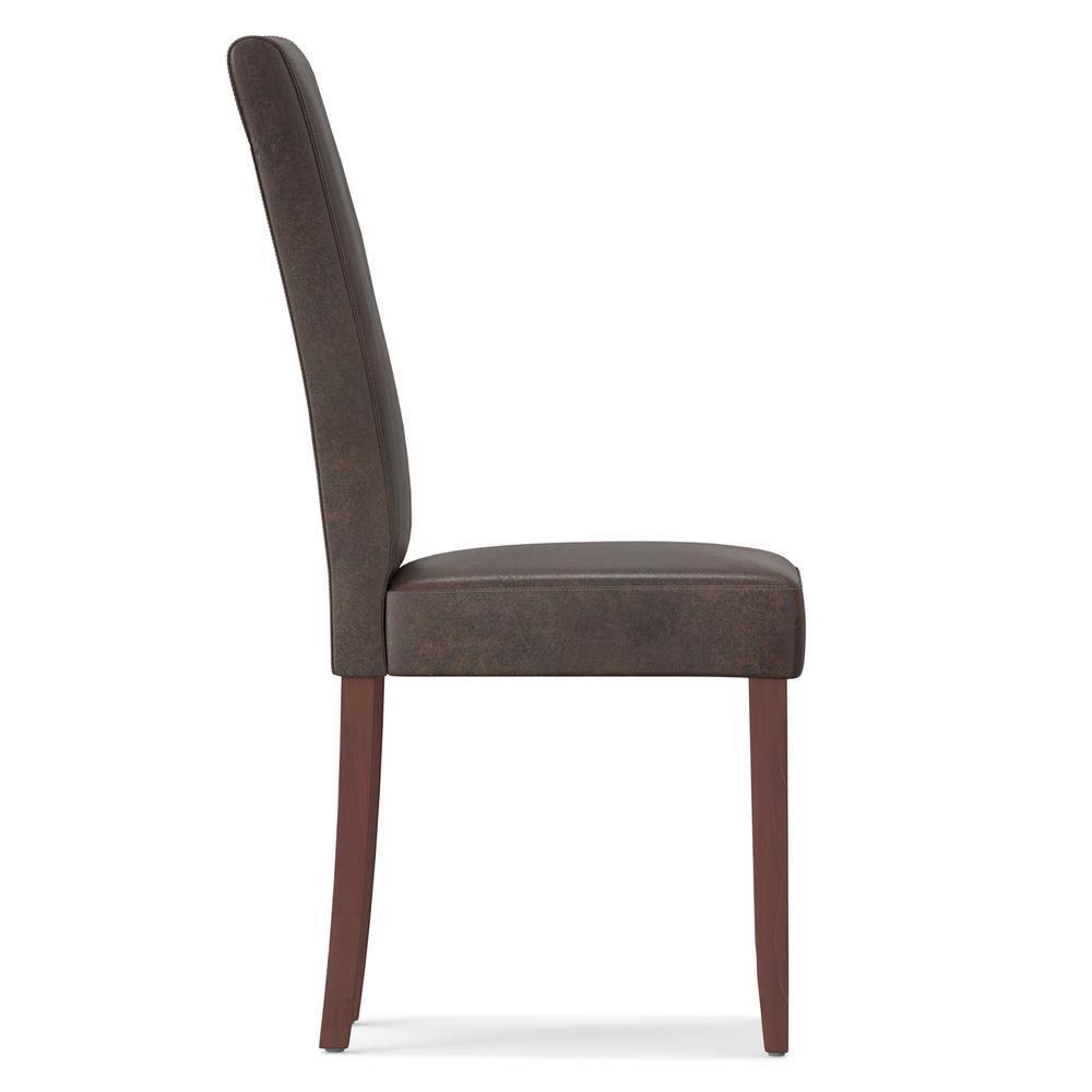Simpli Home Acadian Andover Upholstered Parson Dining Chair with Tufted Backrest and Solid Wood Frame (Set of 2)