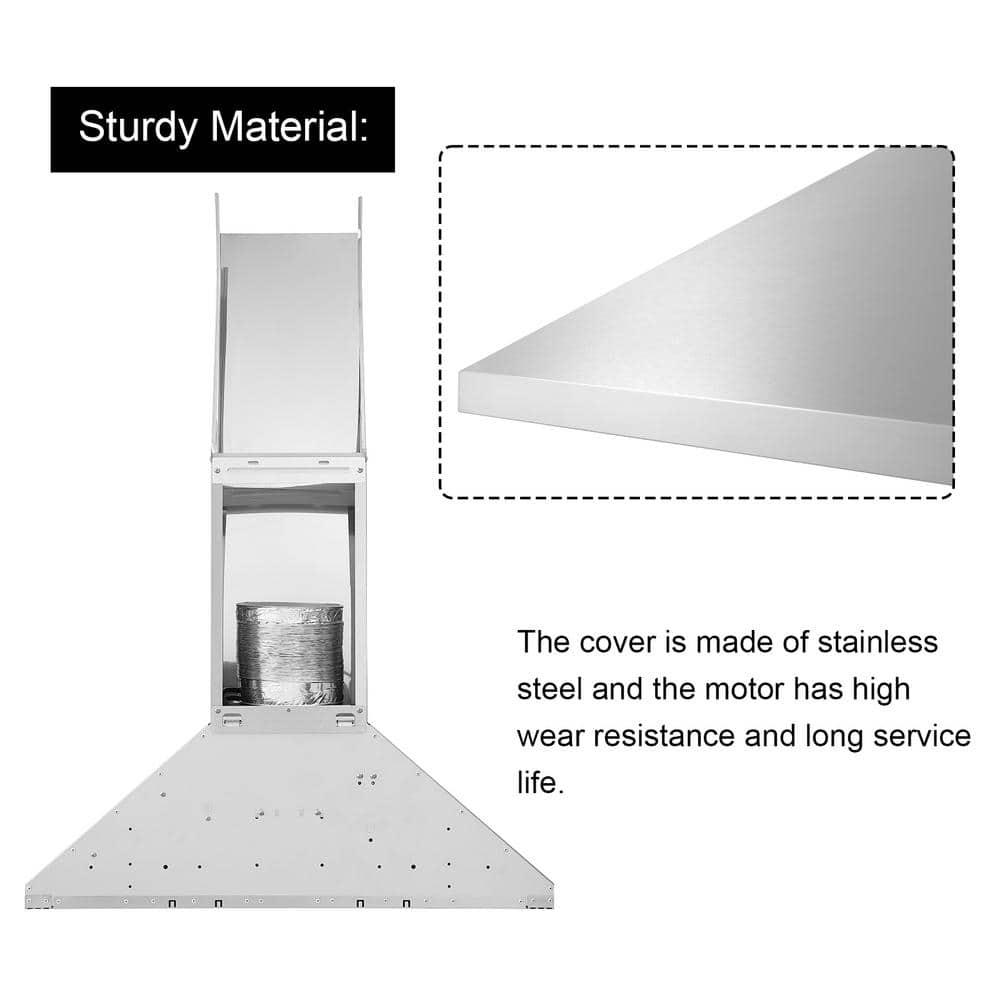 FIREGAS Range Hood 30 inch Wall Mount Type with Ducted/Ductless Convertible, 450 CFM Stainless Steel Chimney-Style Kitchen Hood, Over Stove Vent Hood with 3 Speed Fan, LED Light, Charcoal Filters