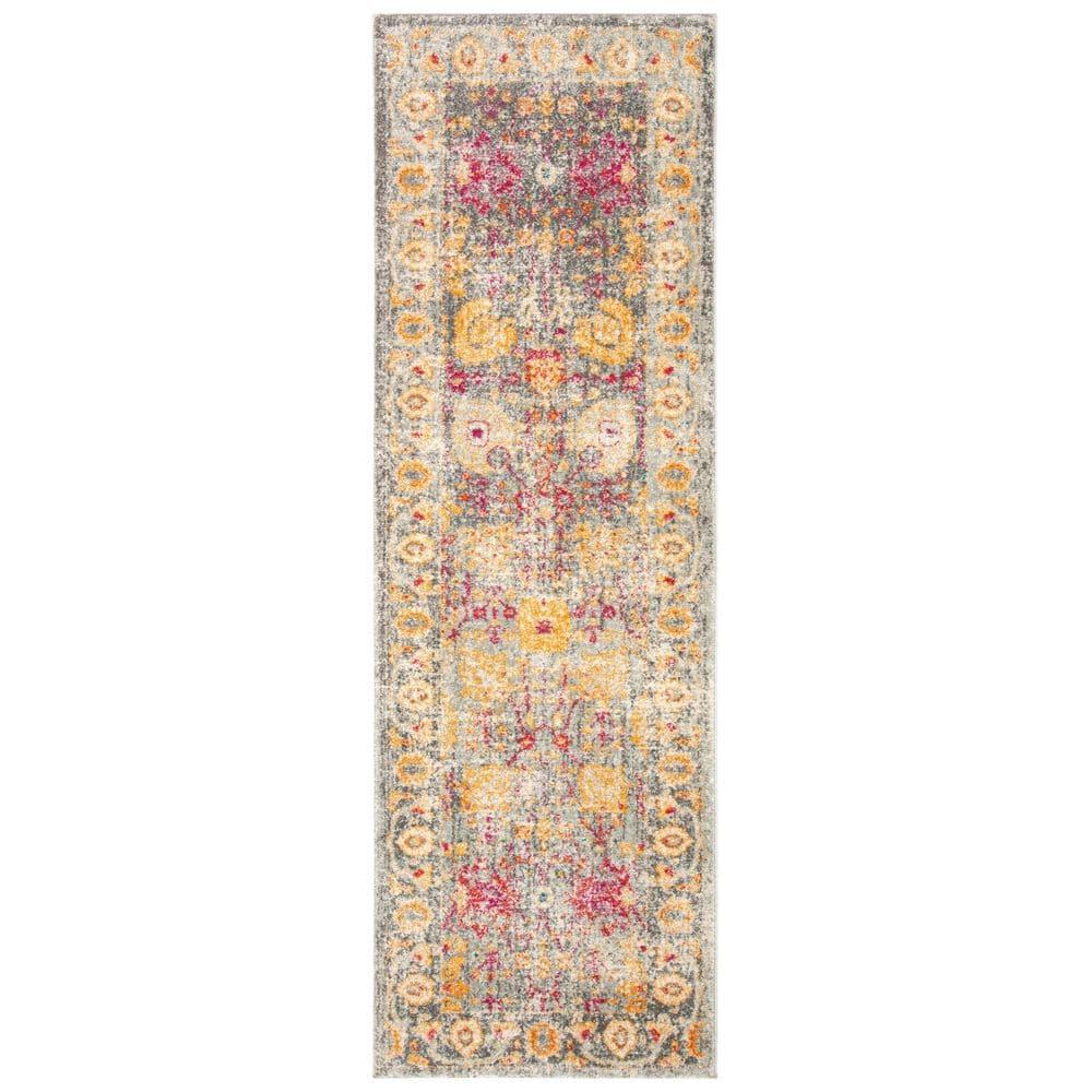 Granada GRA350 Power Loomed Indoor Runner - Light Grey/Multi - 2'2"x7' - Safavieh