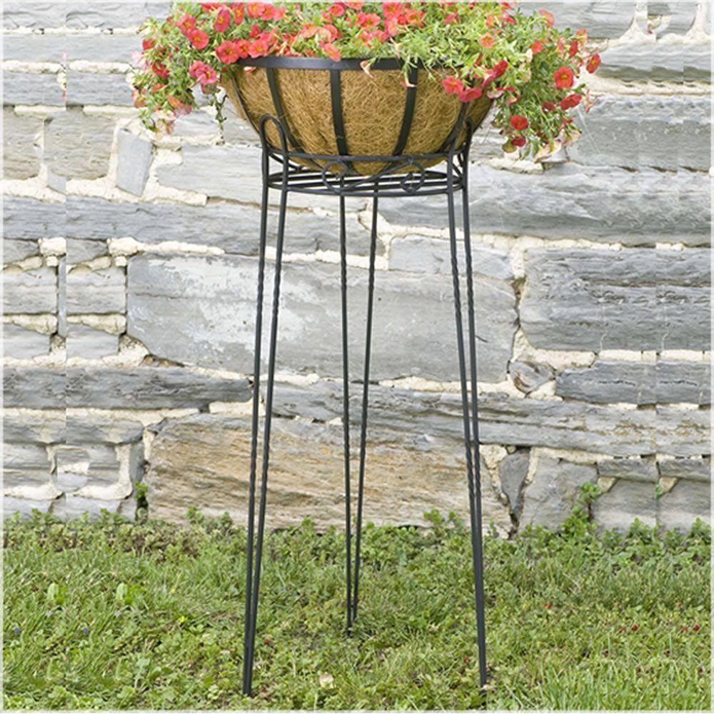 CobraCo SCBPS1030-B 30 in. Canterbury Scroll Top Plant Stand - Black